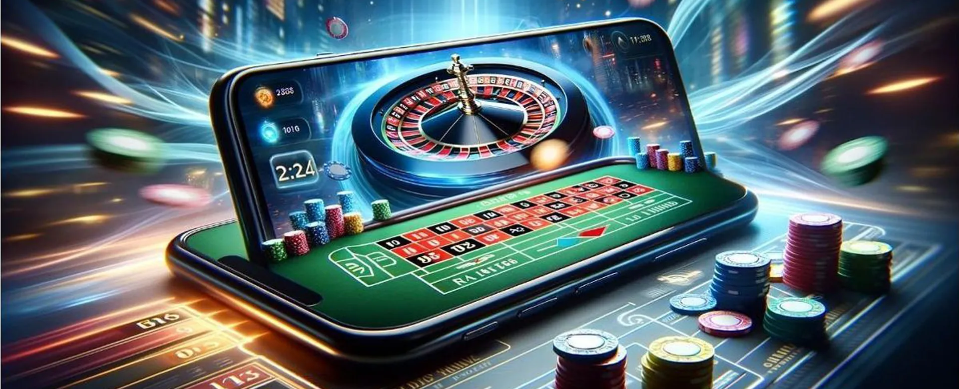Dynamic image representing OKBET's online betting and casino platform with sports and live casino elements in the Philippines